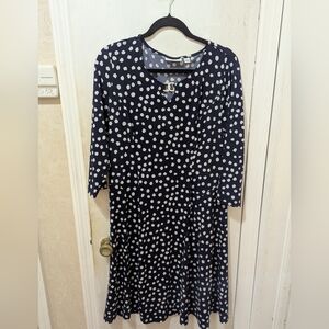 Susan Graver Medium Polka Dot Navy Dress
